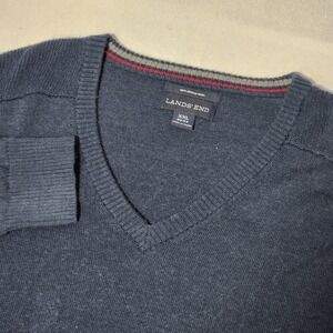 Men's LANDS' END navy Blue V-Neck Sweater 100% Merino Wool size XXL (50-52)